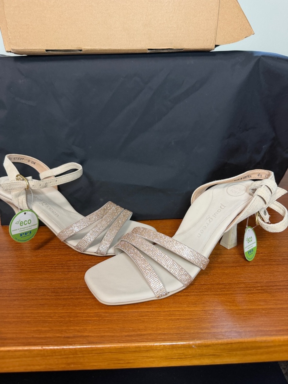 Paul Green Rose Gold Strappy Block Heel Sandals